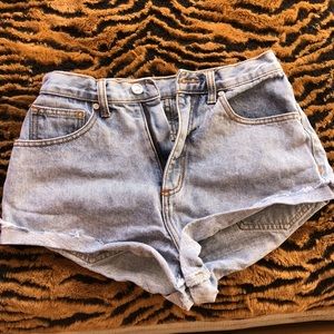 High waisted jean shorts